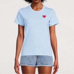 COMME DES GARÇONS PLAY Cotton T-shirt with a small heart in Light Blue Size smal